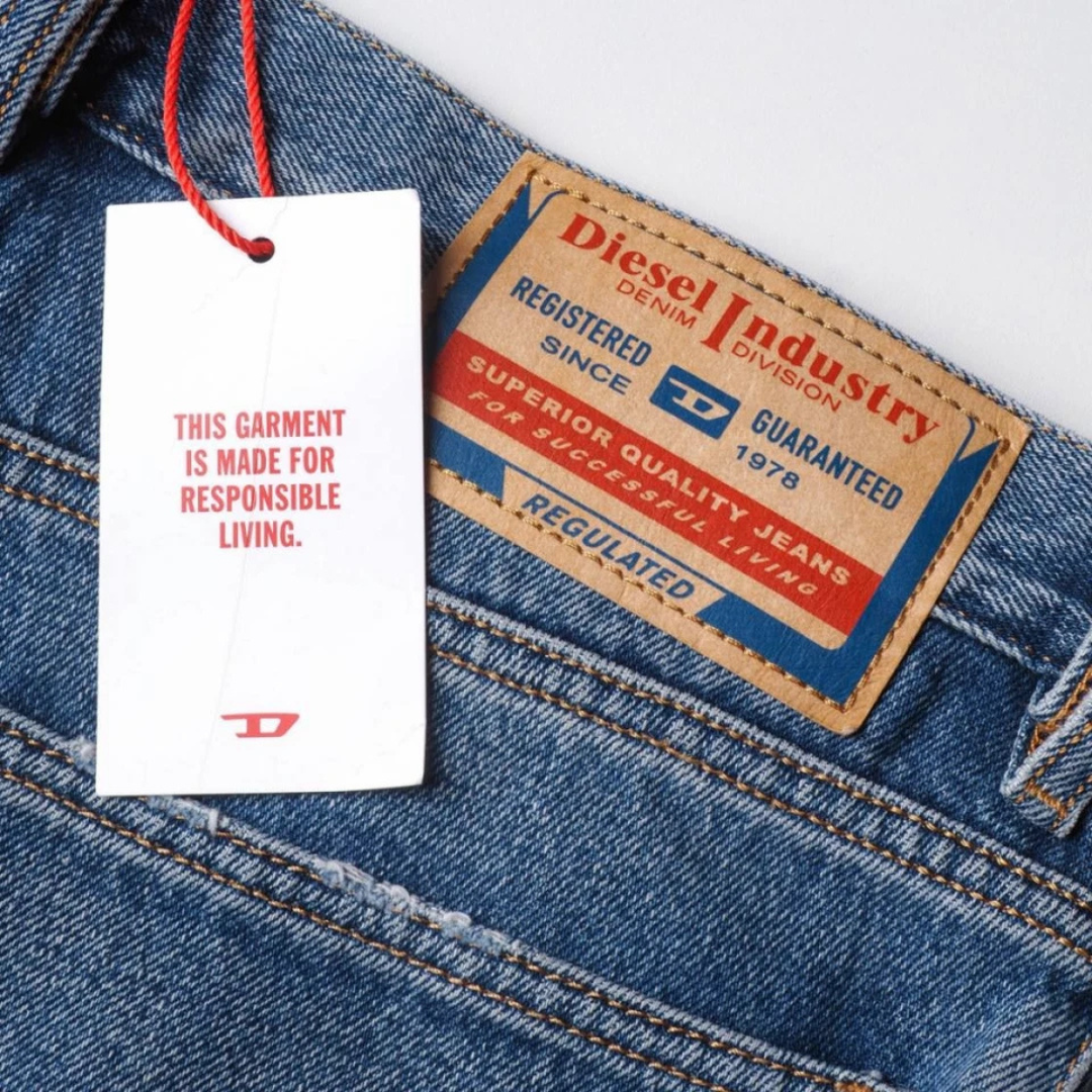 Diesel  pants jeans slim fit straight mid waist ripped kneees blue