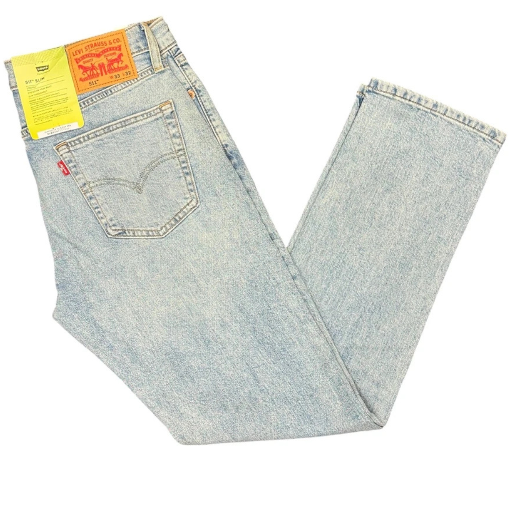 Levi’s 511 Slim Fit Men’s Jeans Medium Wash Stretch Raw Hem Denim
