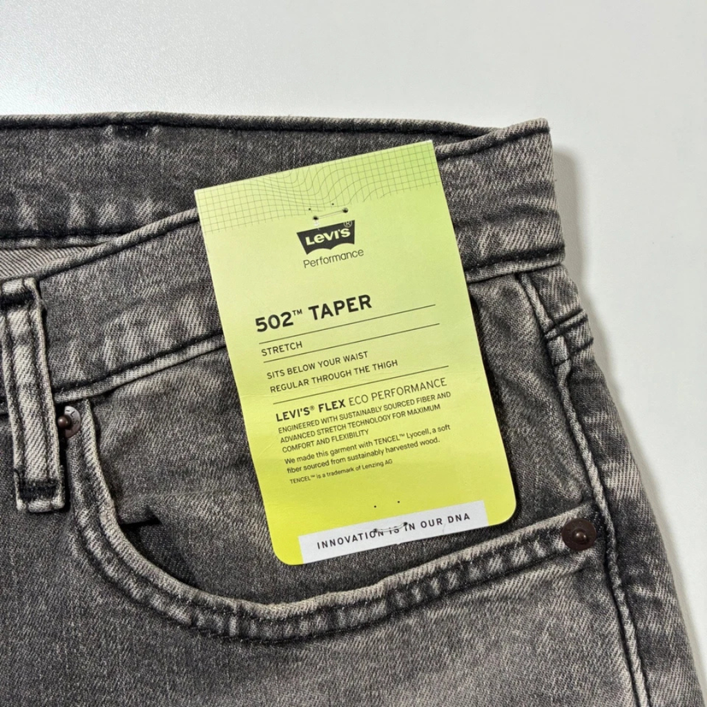 NEW Levi's 502 Taper Jeans Grey Flex Eco Performance Stretch Denim