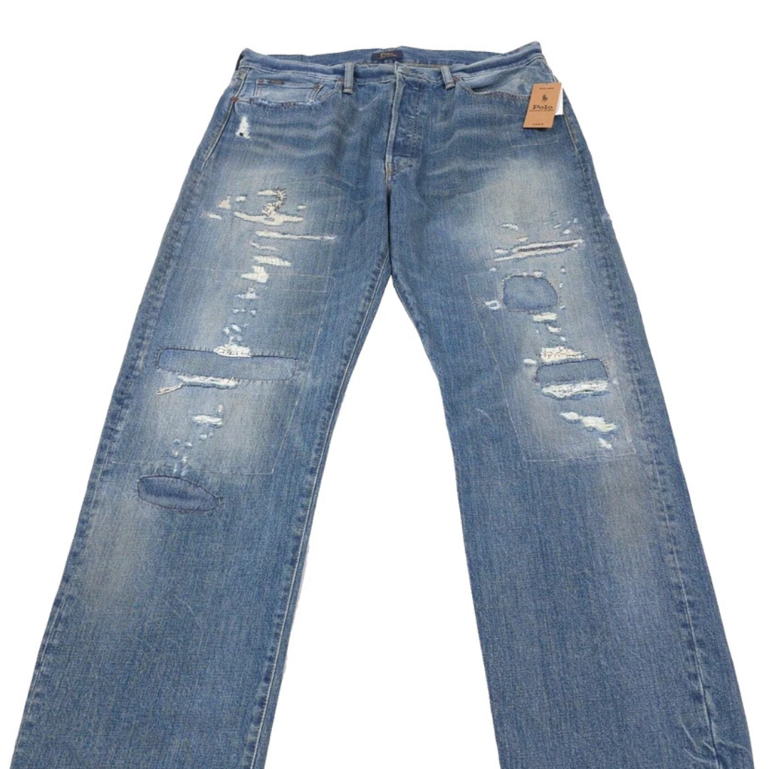 Polo Ralph Lauren Vtg Classic Fit Coppit Blue Distressed Jeans