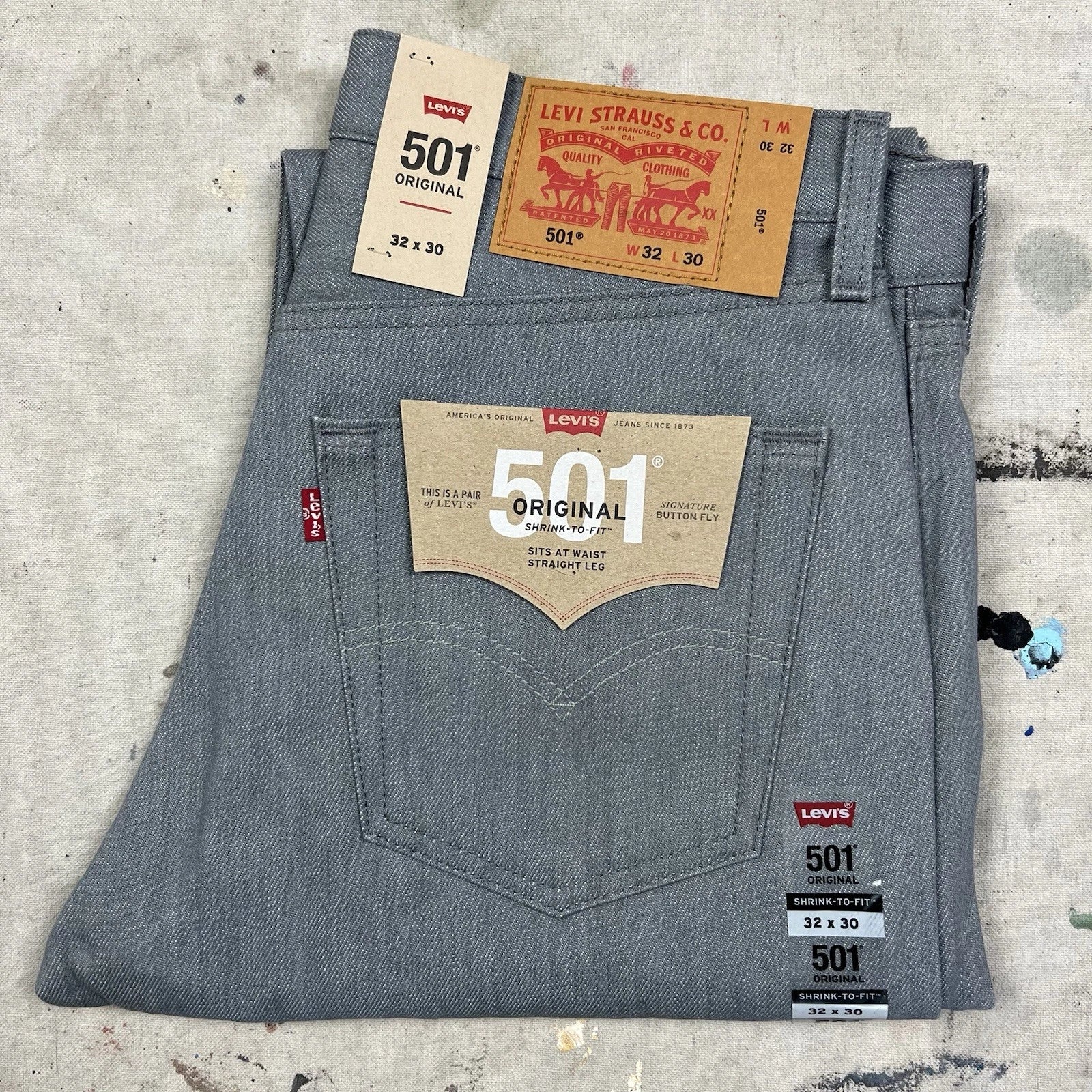 Levis 501 Original Denim Jeans Raw Unwashed Shrink