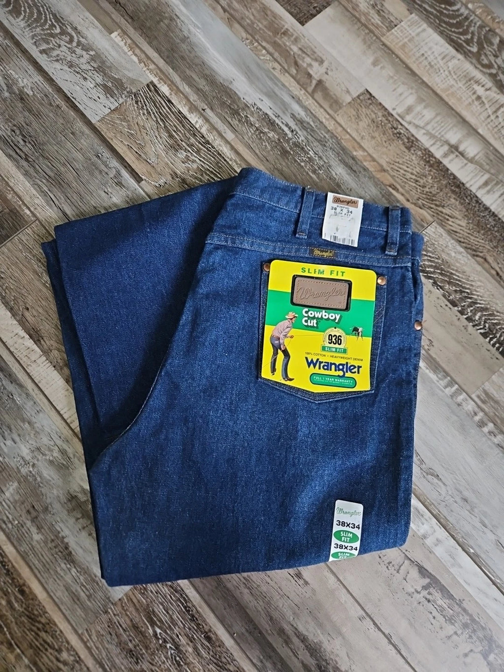 WRANGLER Cowboy Cut Slim Fit Dark Wash Blue Denim Jean