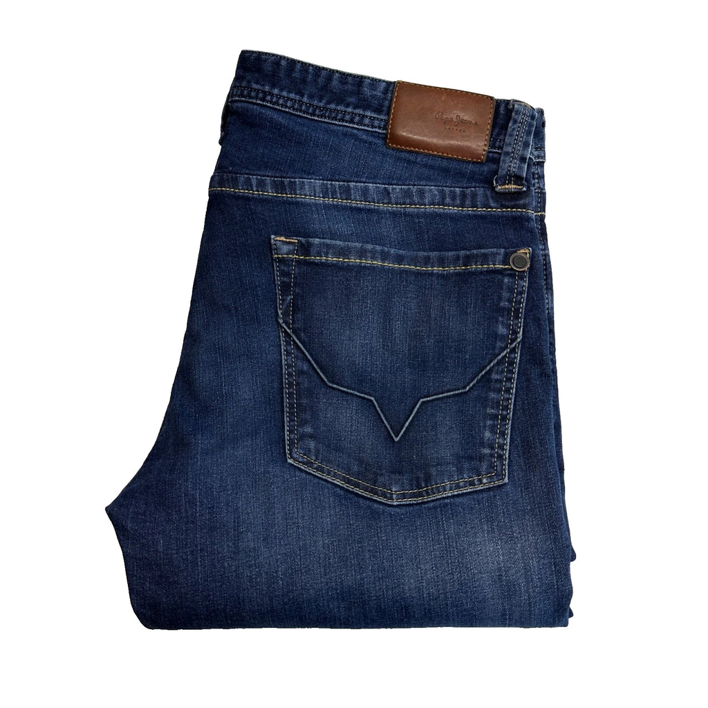 Pepe Jeans Cash Blue Stretch Denim Regular Fit Straight Button Fly