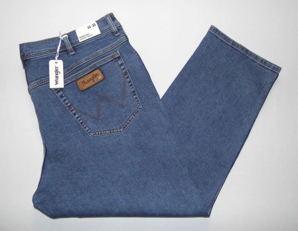WRANGLER NEW Texas Stretch Jeans Stonewashed Blue Denim