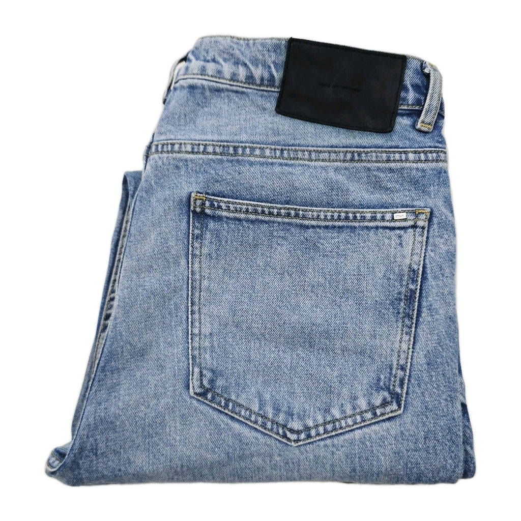 Zara Slim Straight Jeans Button Fly Blue Denim