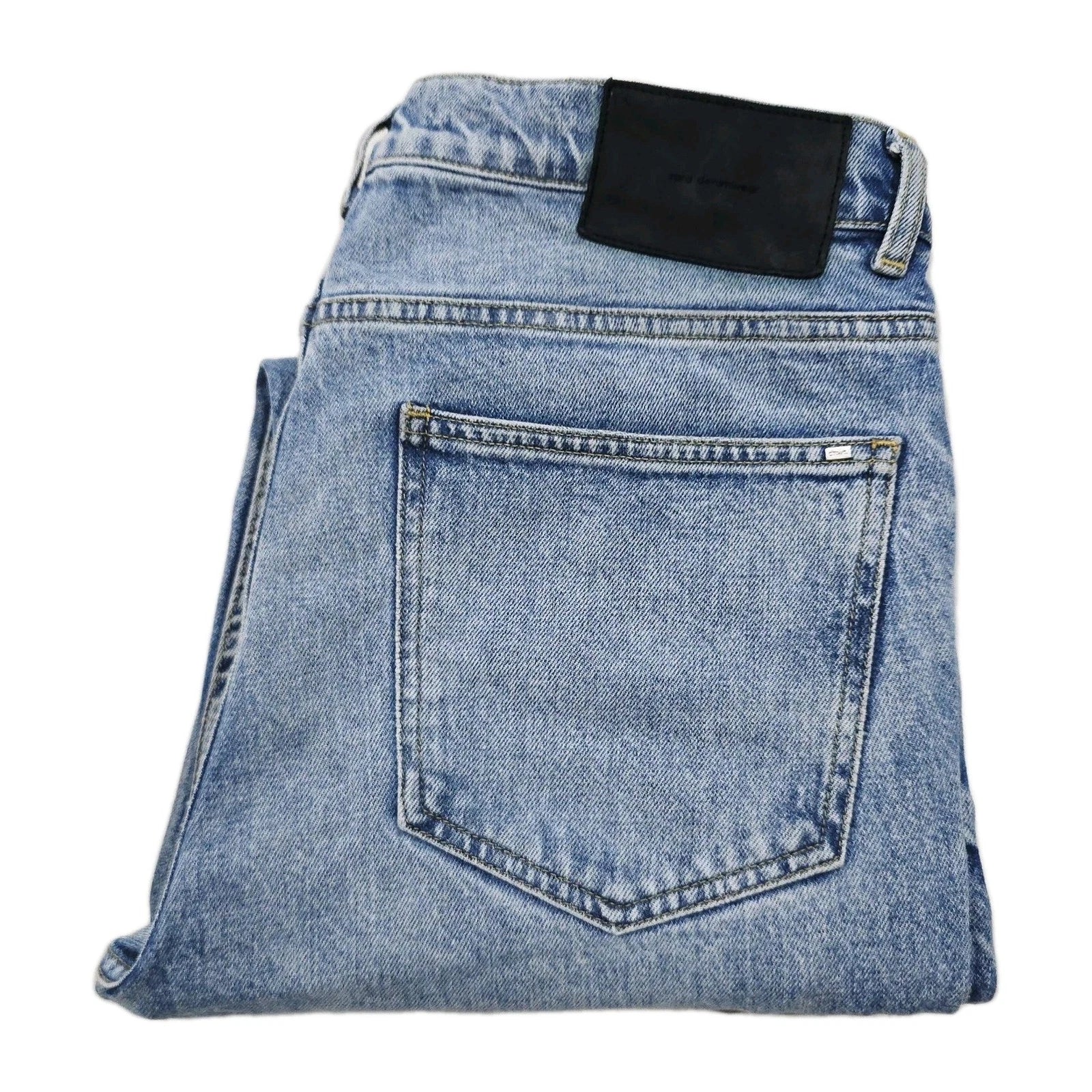 Zara Slim Straight Jeans Button Fly Blue Denim