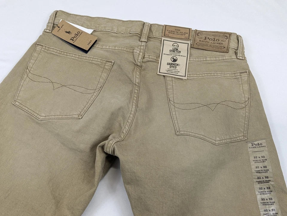 Polo Ralph Lauren Varick Slim Straight Tan Jean Pants
