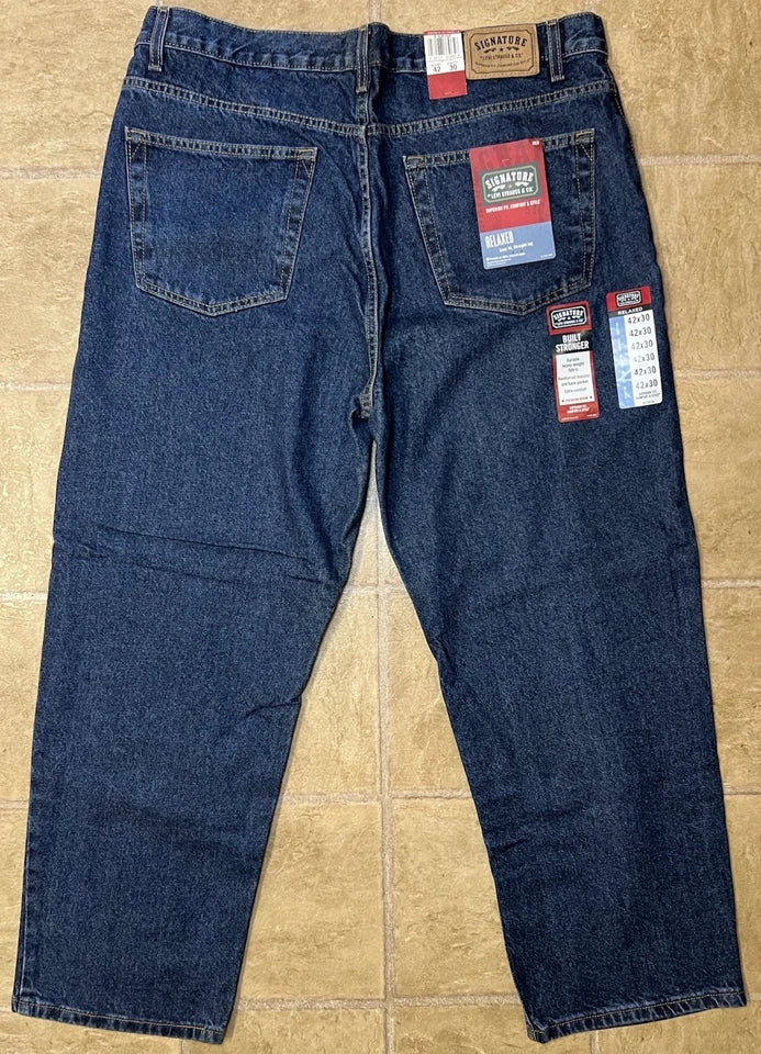 Signature by Levis Strauss Denim Blue Jeans Relaxed Fit