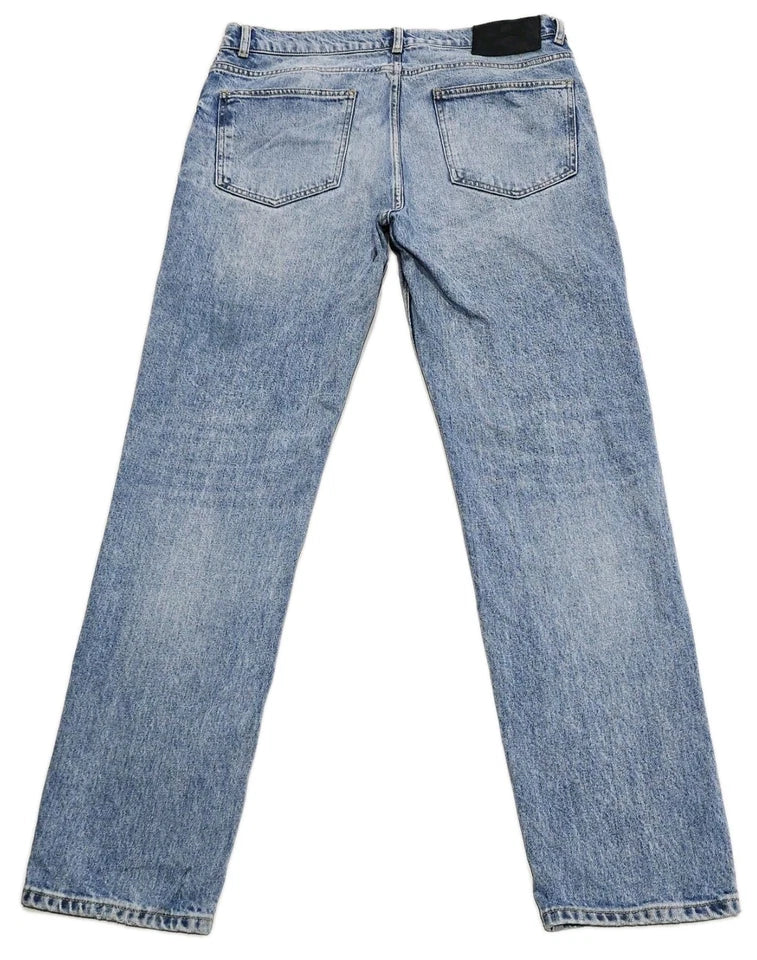 Zara Slim Straight Jeans Button Fly Blue Denim