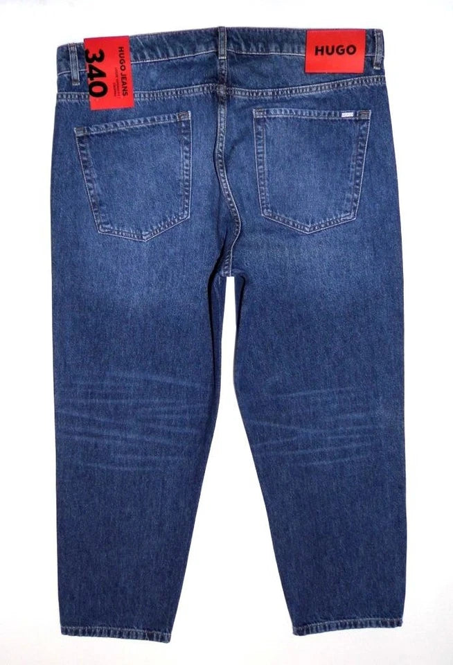 Hugo Boss NEW 340 Loose Tapered Fit Cropped Jeans Blue