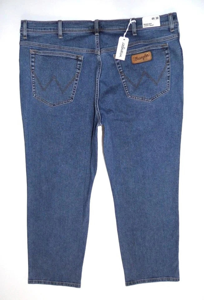 WRANGLER NEW Texas Stretch Jeans Stonewashed Blue Denim