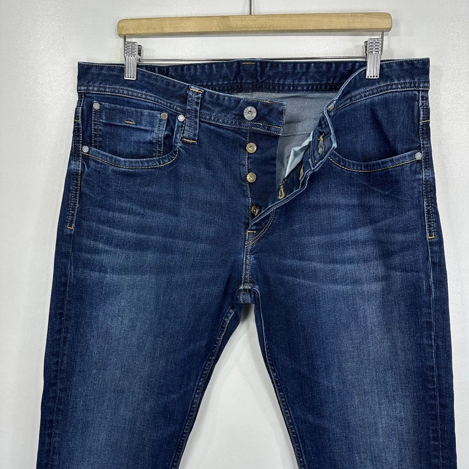 Pepe Jeans Cash Blue Stretch Denim Regular Fit Straight Button Fly