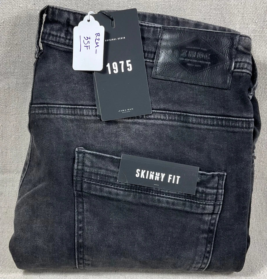 Zara Denim Collection Skinny Fit Jeans Black Stretch