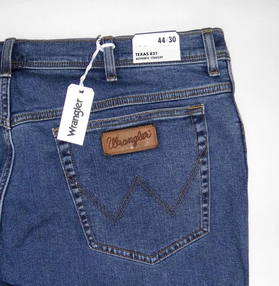 WRANGLER NEW Texas Stretch Jeans Stonewashed Blue Denim