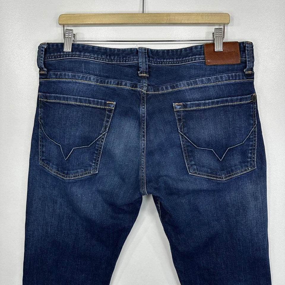 Pepe Jeans Cash Blue Stretch Denim Regular Fit Straight Button Fly