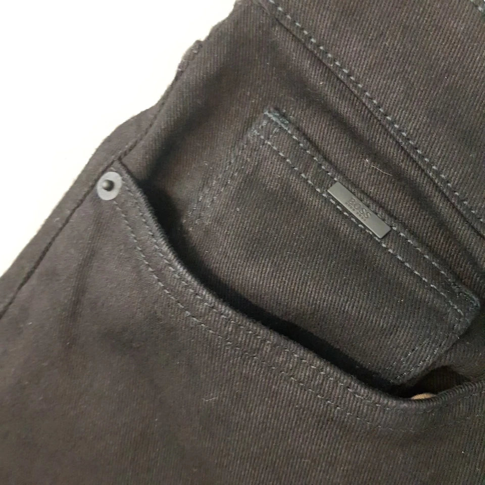 Hugo Boss Jeans Black Maine 3 Slim Straight Stretch Cashmere Denim