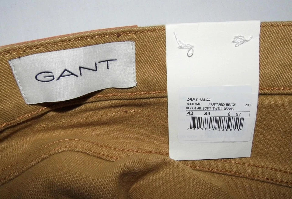 GANT  NEW Regular Straight Fit Twill Jeans Beige Brown