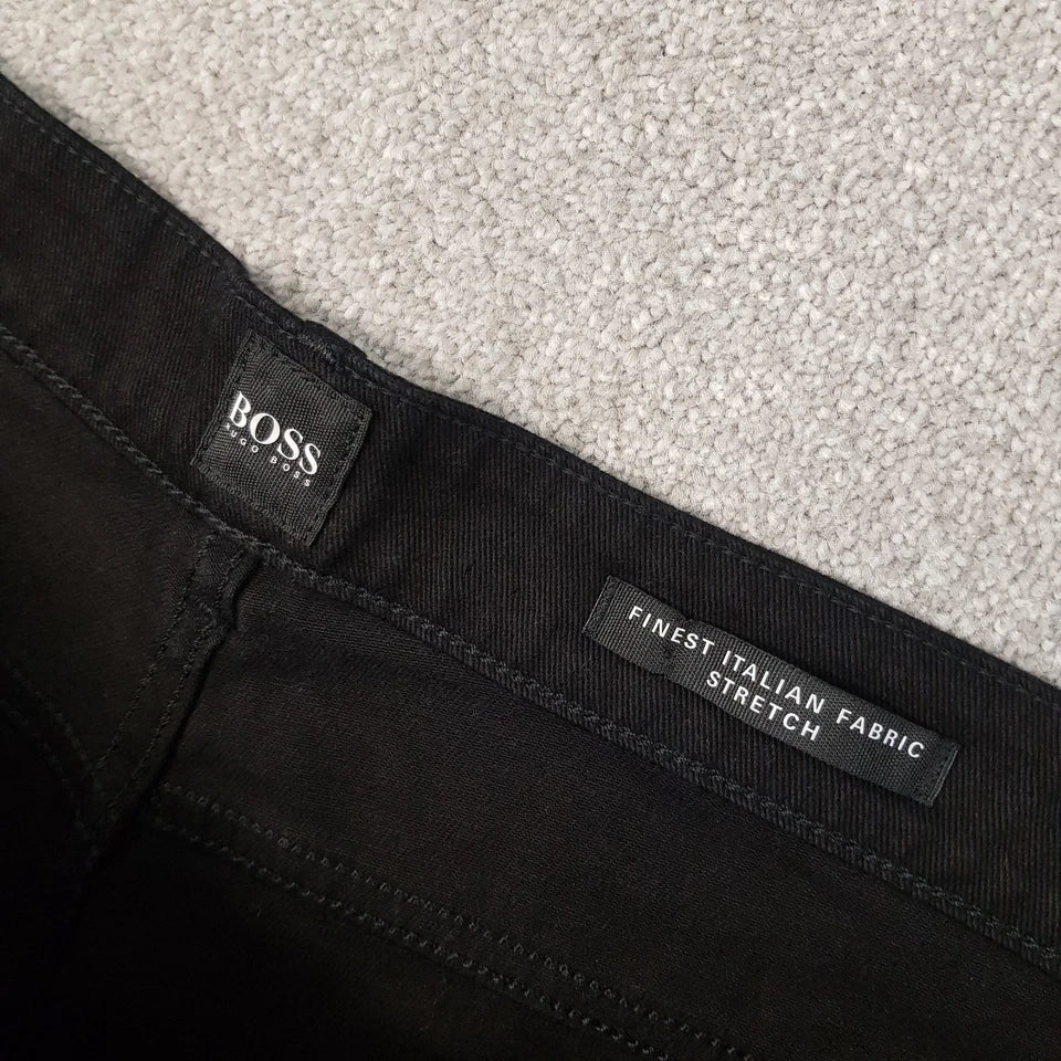 Hugo Boss Jeans Black Maine 3 Slim Straight Stretch Cashmere Denim