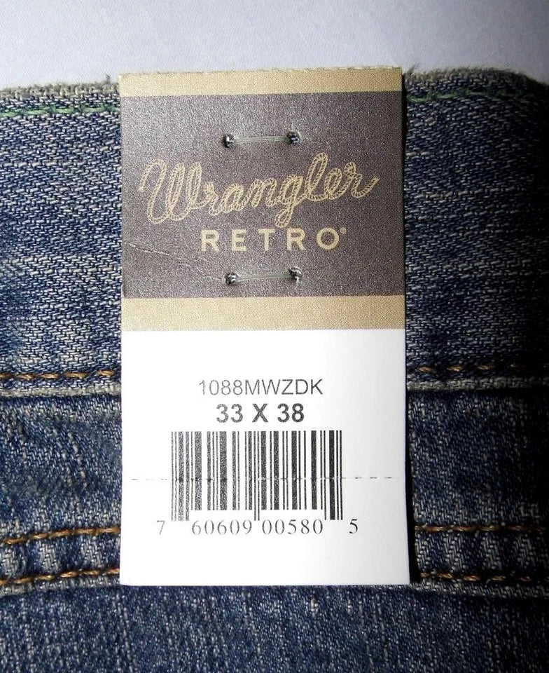 Wrangler NEW Retro Slim Straight Fit Jeans Blue Denim