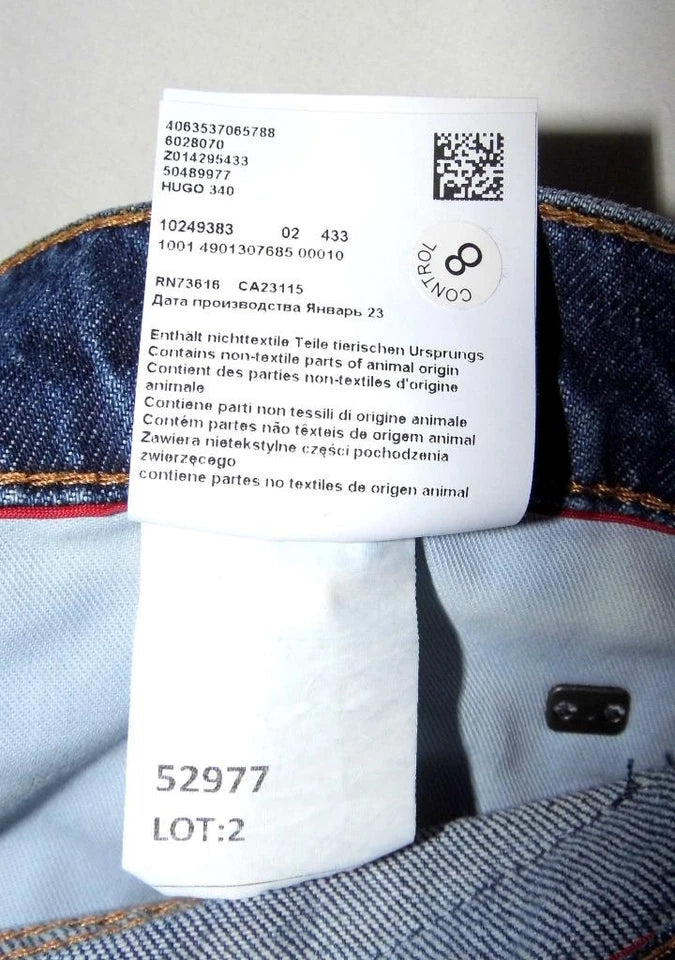 Hugo Boss NEW 340 Loose Tapered Fit Cropped Jeans Blue