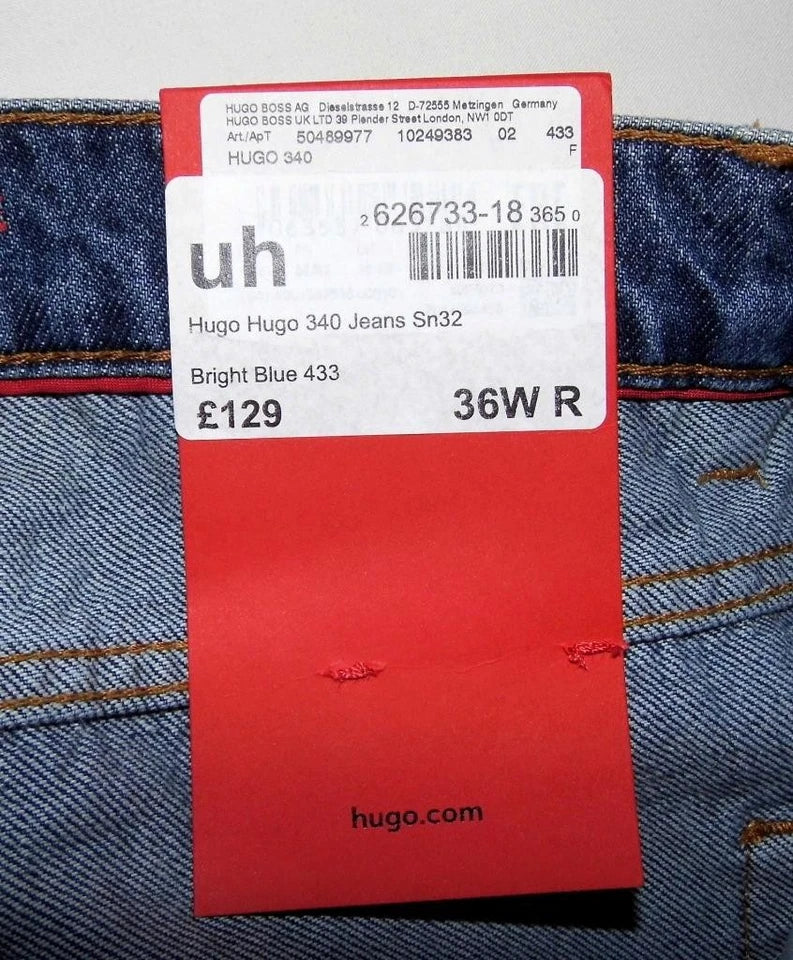Hugo Boss NEW 340 Loose Tapered Fit Cropped Jeans Blue