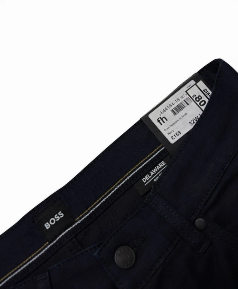 Hugo Boss Delaware Slim Fit Jeans  Navy Stretch Designer  Pants