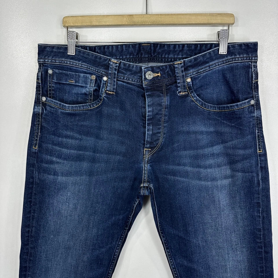 Pepe Jeans Cash Blue Stretch Denim Regular Fit Straight Button Fly