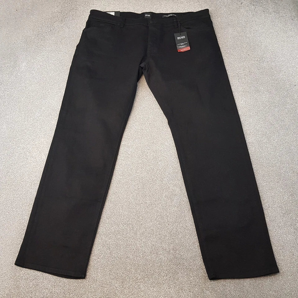 Hugo Boss Jeans Black Maine 3 Slim Straight Stretch Cashmere Denim