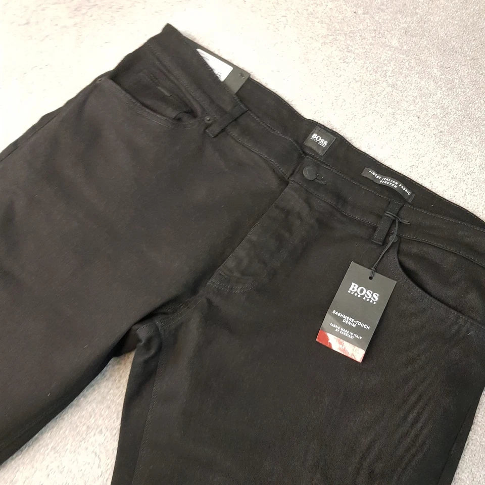 Hugo Boss Jeans Black Maine 3 Slim Straight Stretch Cashmere Denim